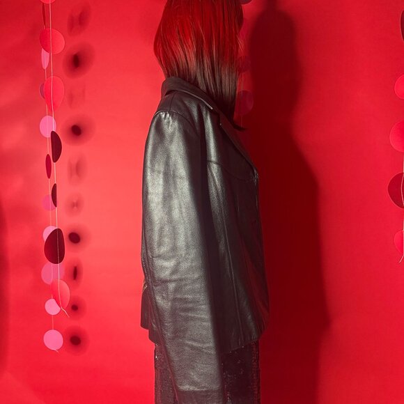 ⭐ Vintage Upcycled Celine Dion Leather Jacket – One-of-a-Kind Diva Art Coat - Picture 4 of 12